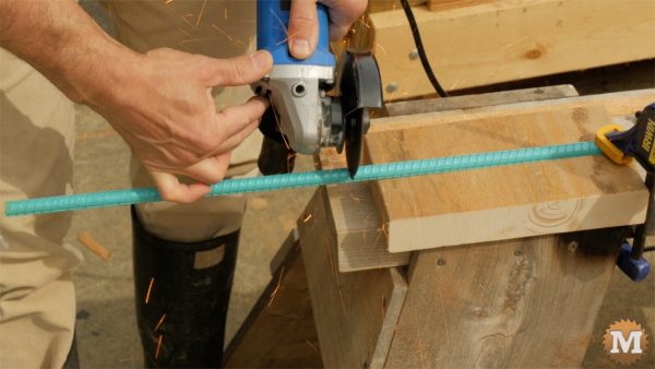 Cut rebar with angle grinder