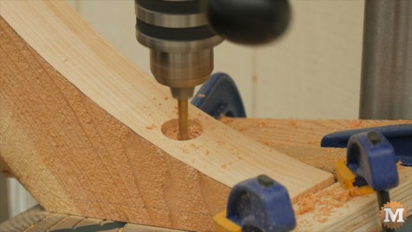 drilling bolt holes in braces on the drill press