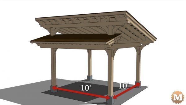 Timber Frame Pavilion on 10\' by 10\' centres