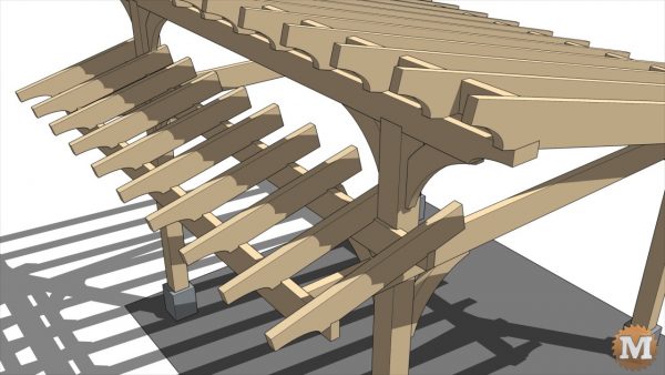 Build Detail - Main rafters have 2x6 fir support blocks between each