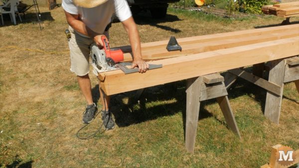 Cutting timbers with a circular saw