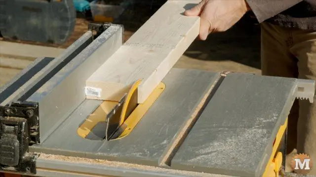 ripping the form side walls on a table saw