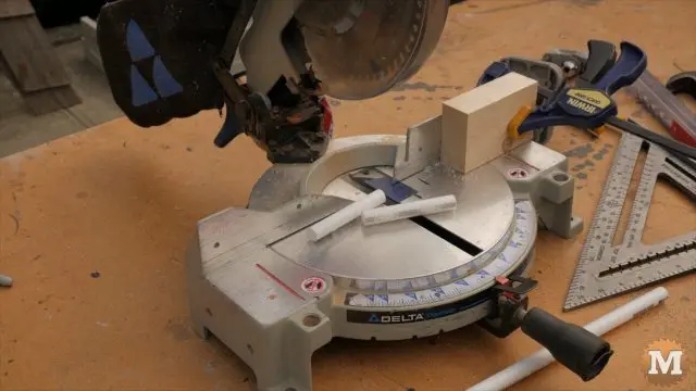 cutting plastic pipe on a miter saw