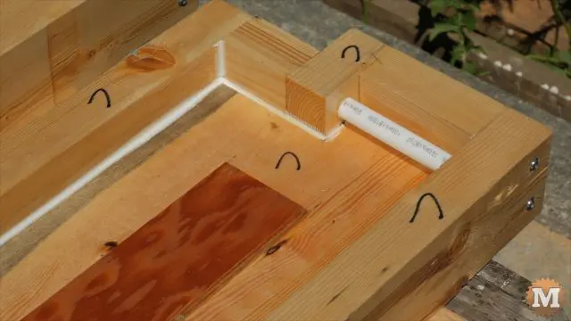 The garden box plans call for plastic pipe to be embedded in the concrete panel