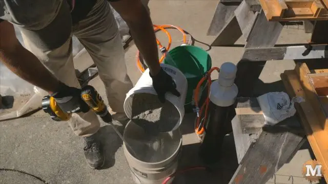 adding dry portland cement to the water