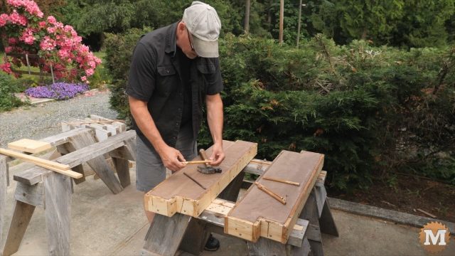 DIY Concrete Garden Box Easy Form - remove wooden pegs