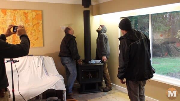 Lining the stove up with the chimney Lining the stove up with the chimney