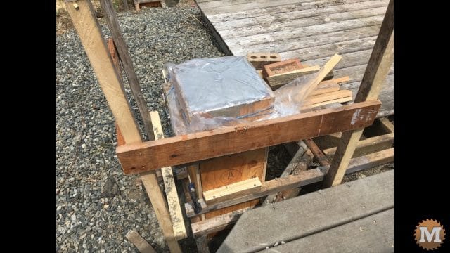 poured concrete piers curing