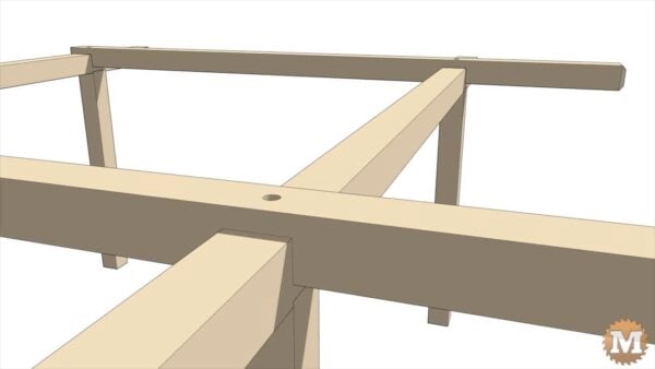 Three Gable Pavilion Pergola - Crossing beams