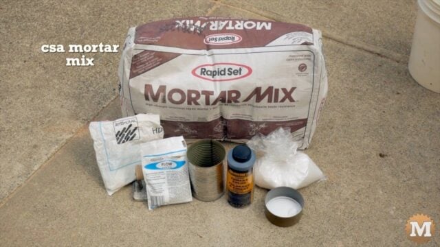 The csa concrete ingredients to make the garden bench legs
