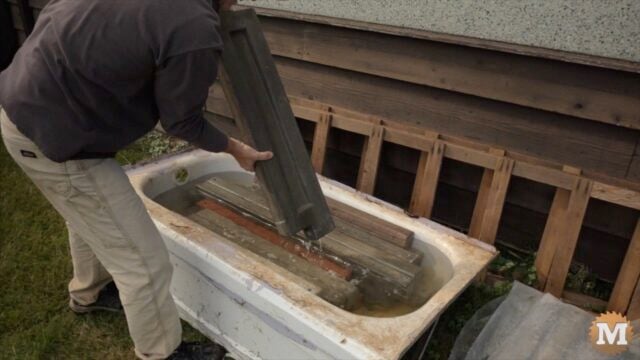 panels curing for several weeks submerged in water bath