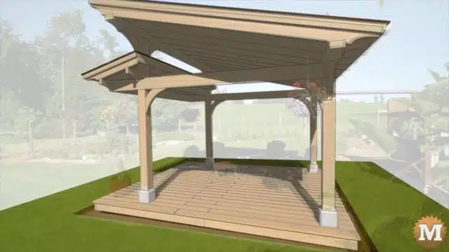 Sketchup model animation of Low Profile Deck under a Garden Pavilion