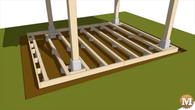 Sketchup model animation of Low Profile Deck framing