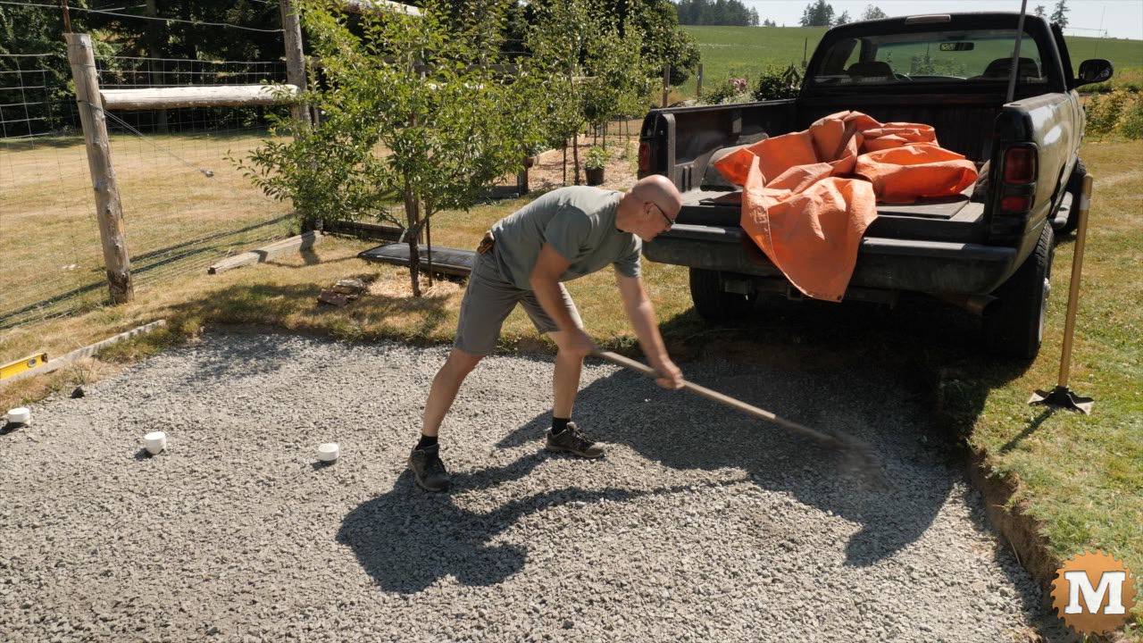 Gravel added and raked level and flat before poring foundation