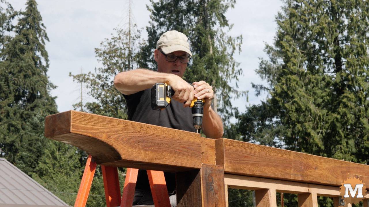Drilling through a cedar beam
