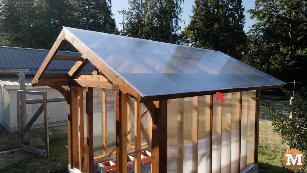 Completed roof on East facing side of greenhouse