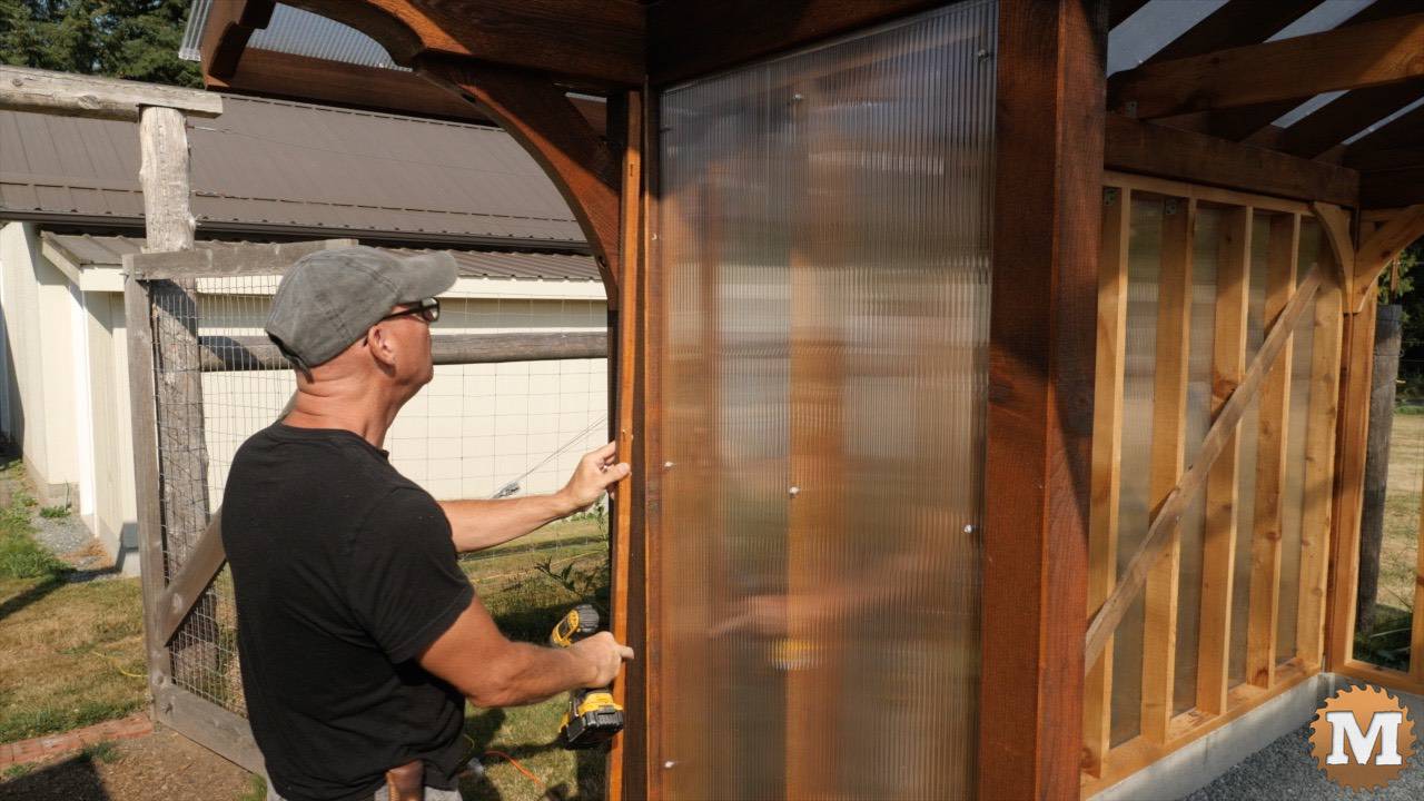 Adding cedar trim to polycarbonate glazing