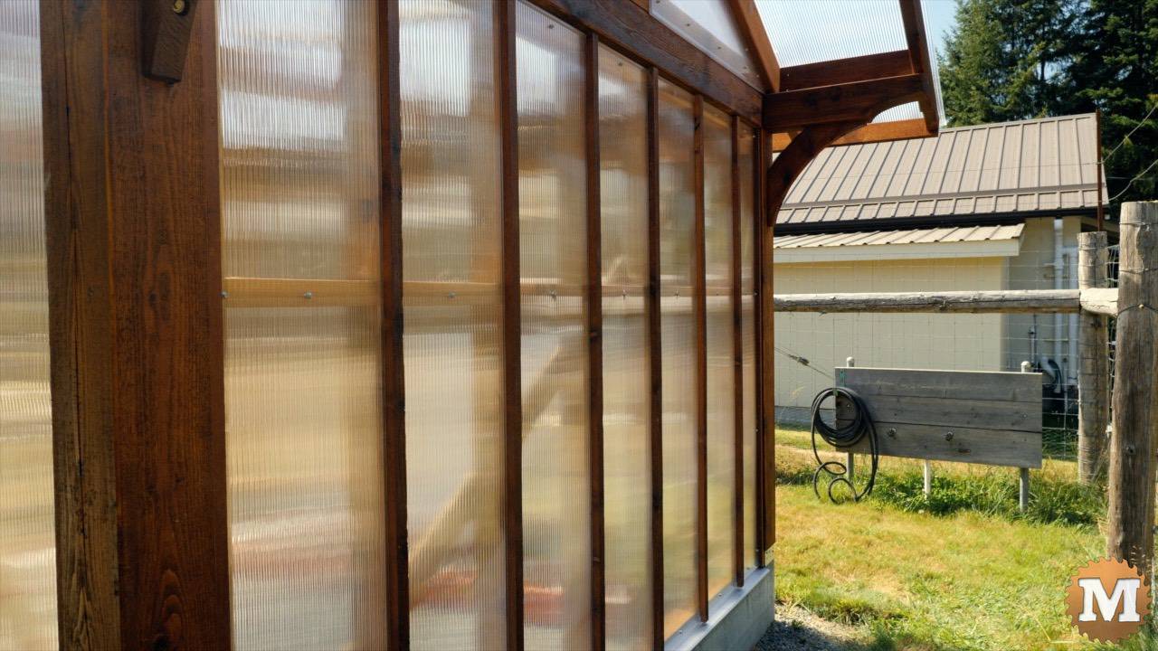 Back wall of greenhouse