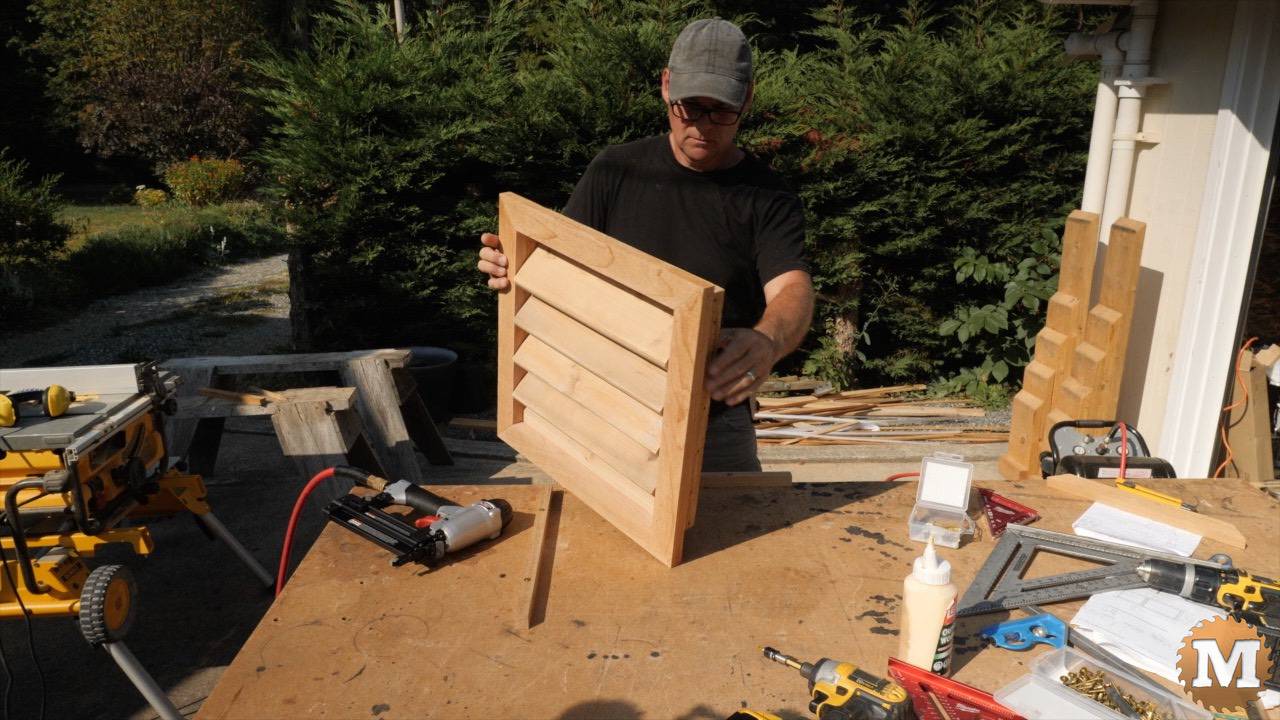 Building a cedar louvered gable vent