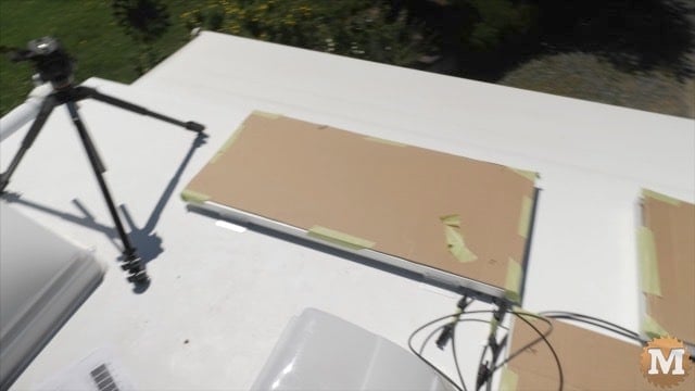 Solar panel, covered with cardboard