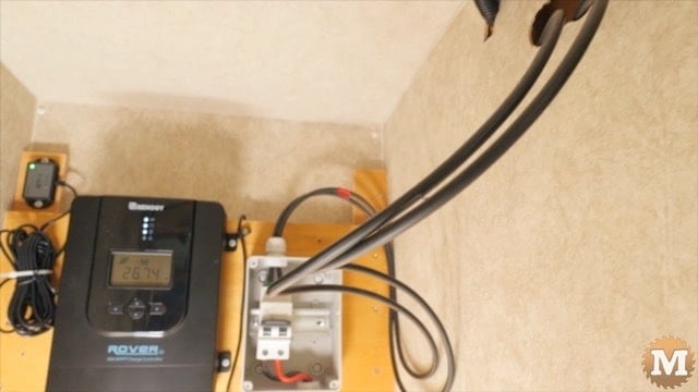 Solar wires through the roof to the disconnect