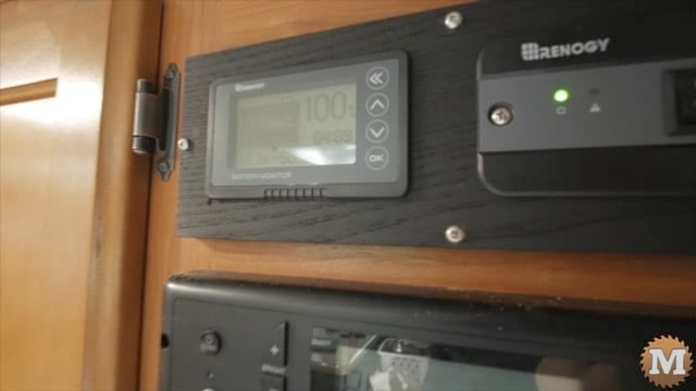 Inverter power switch, and battery monitor mounted in kitchen