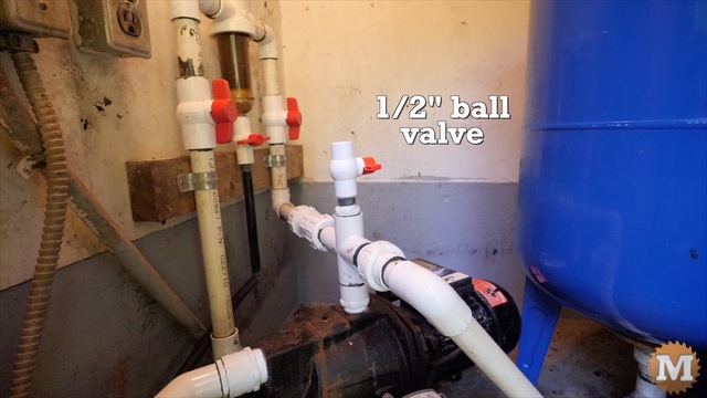 Shallow well pump setup - 1/2" ball valve for priming pump