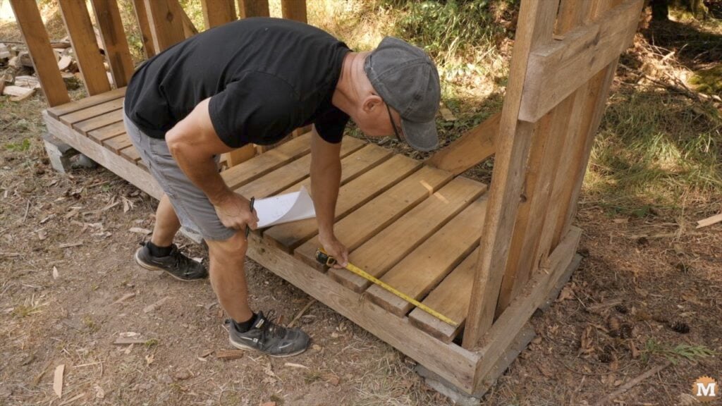 measuring the shed for a rough sketch