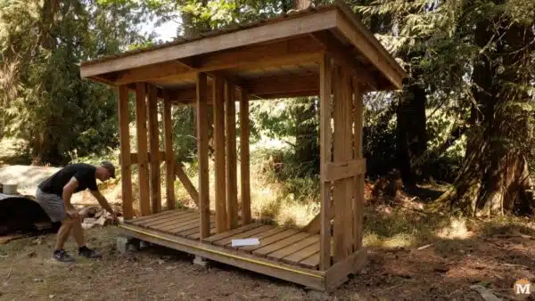 simple firewood drying shed 011