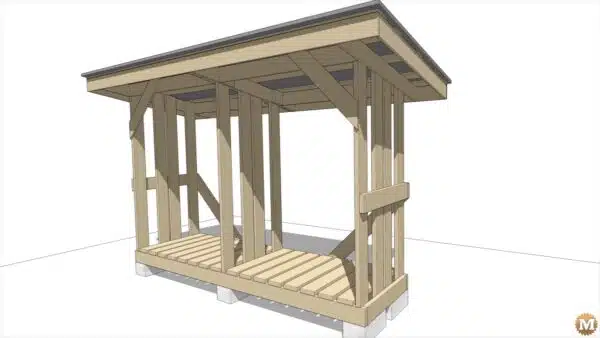 simple firewood drying shed 025