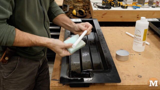 applying mineral oil to a pipe