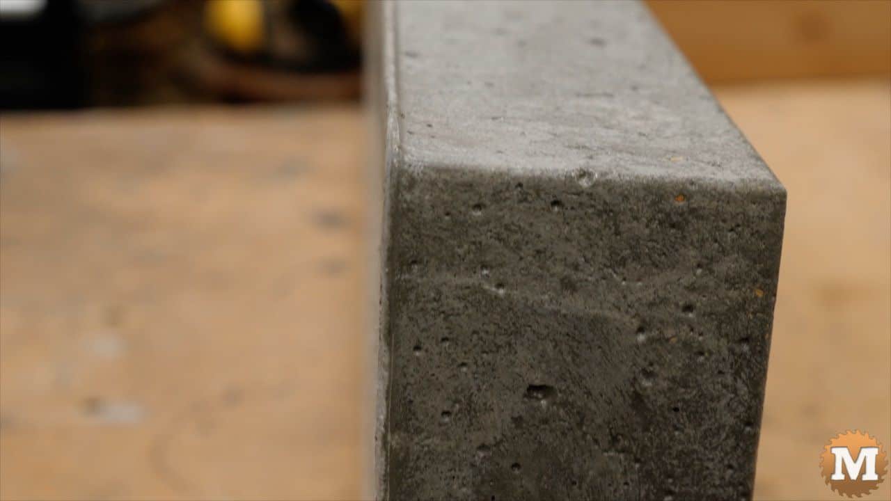 cast concrete panel with edge from the plastic mold