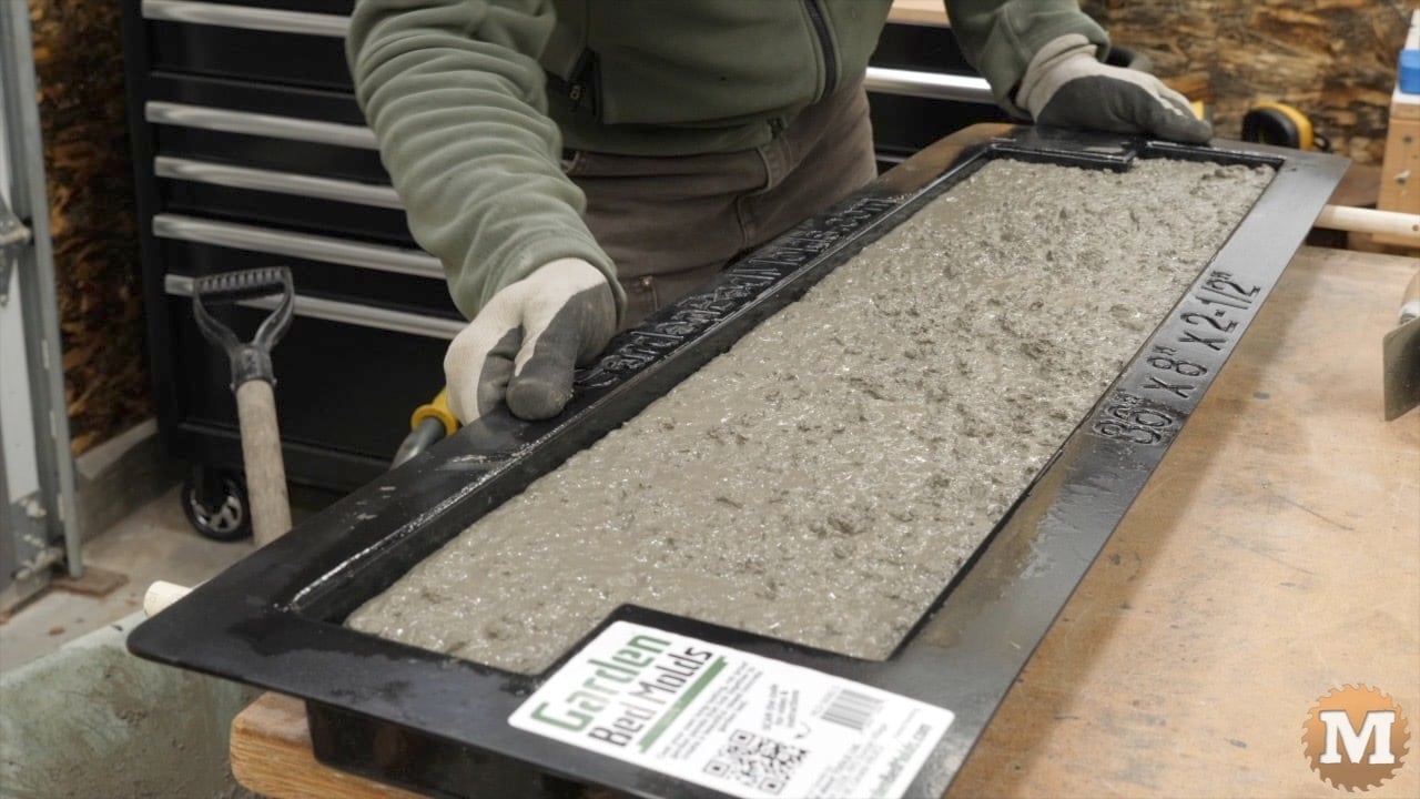 a gentle side to side shake settles the concrete