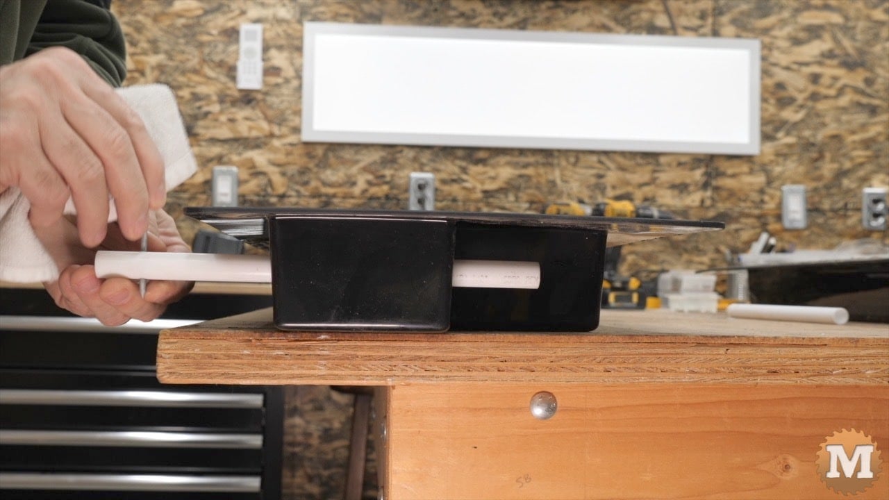 a nail is slid into the small hole in the end of the pipe to give you something to grip and pull on to help remove the pipe