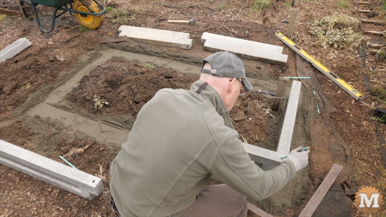 pinning the corner of the walls together with rebar