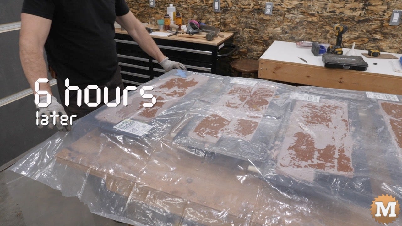 A man uncovering concrete after 6 hours in the forms