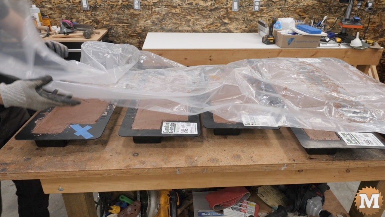 Covering fresh concrete castings with plastic