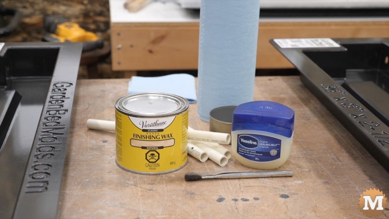 Items used to prep a plastic concrete mold