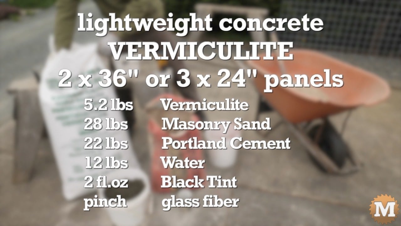 Vermiculite concrete recipe by weight