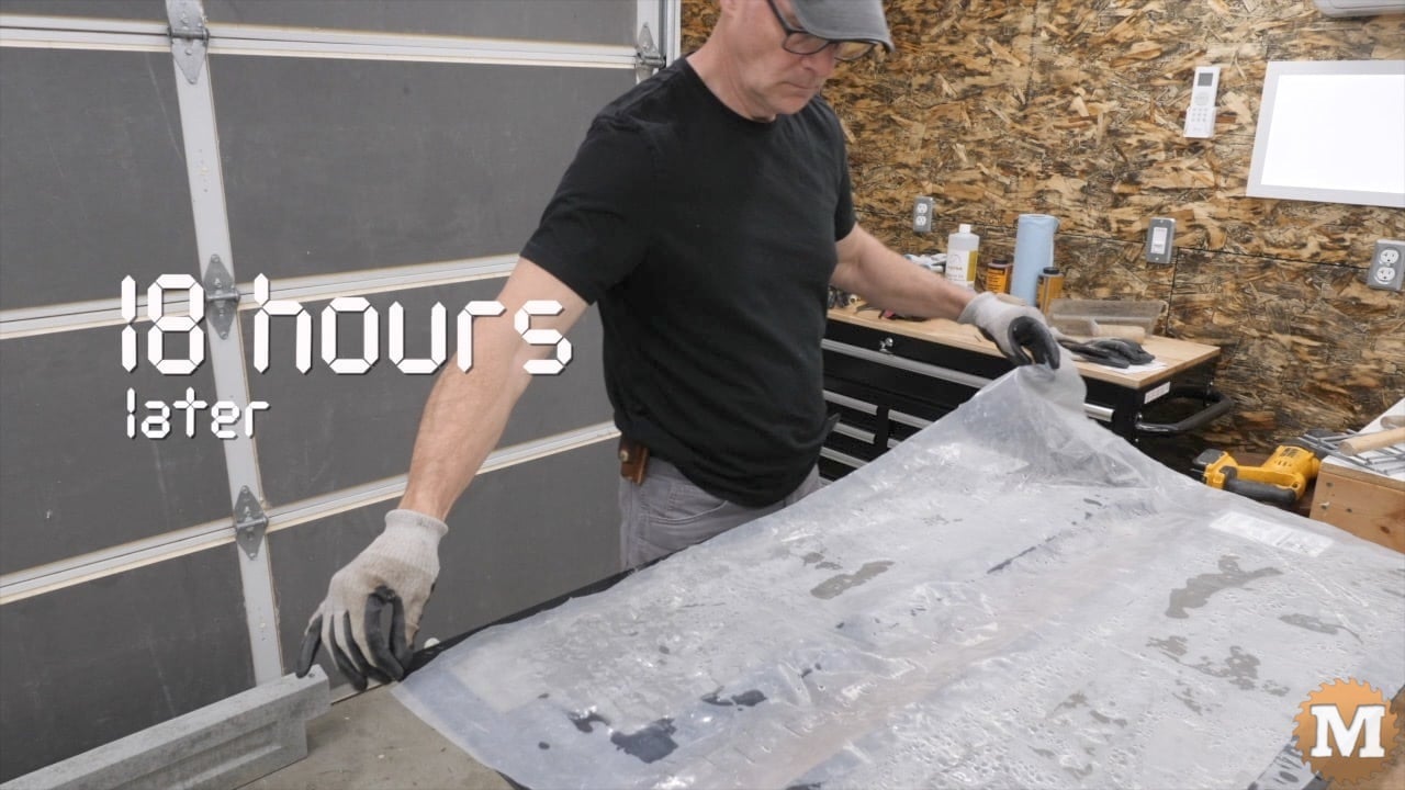 plastic sheets covering concrete