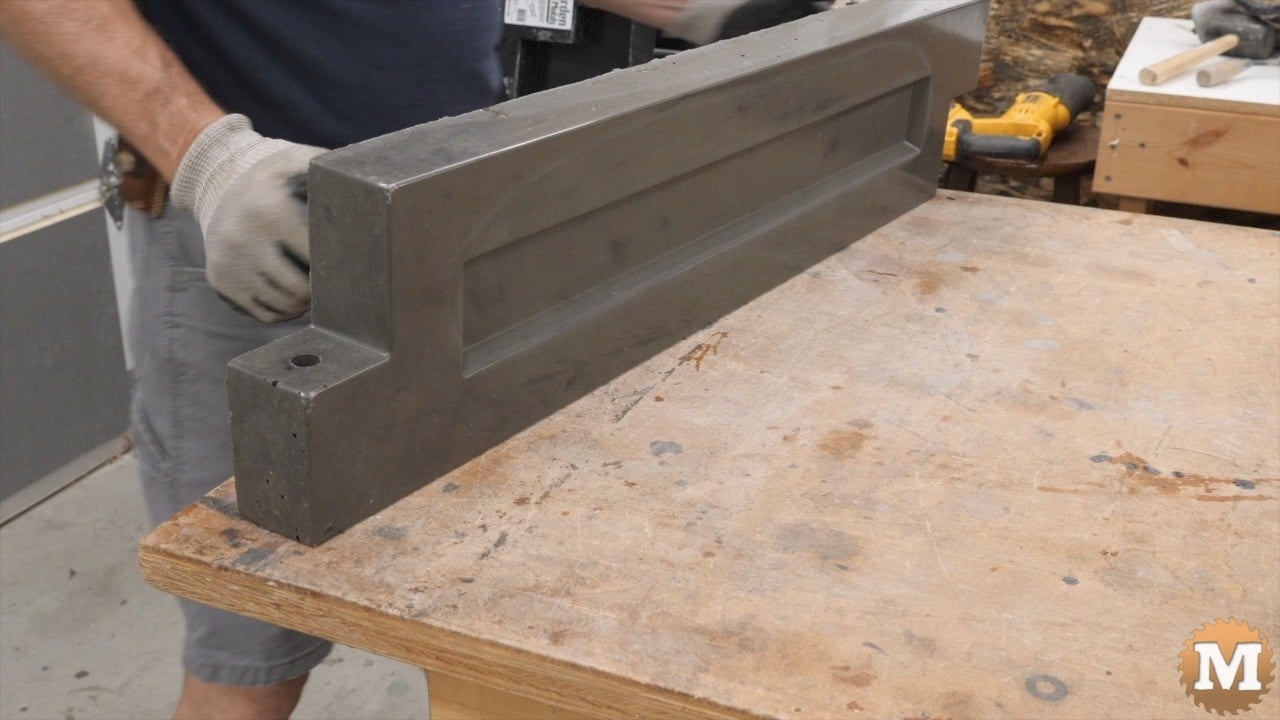 a concrete casting on a workbench