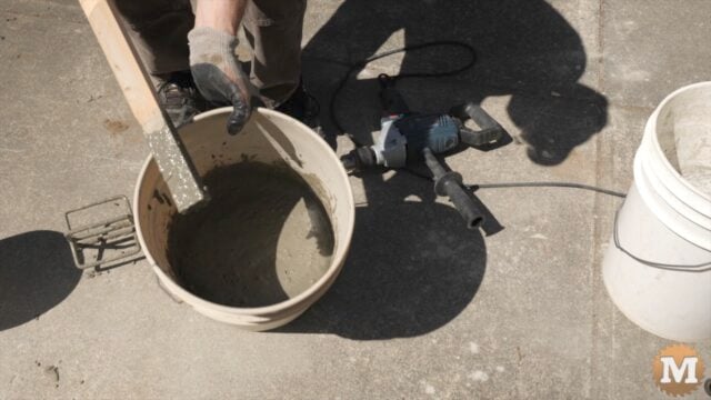 wet concrete in a 5 gallon pail