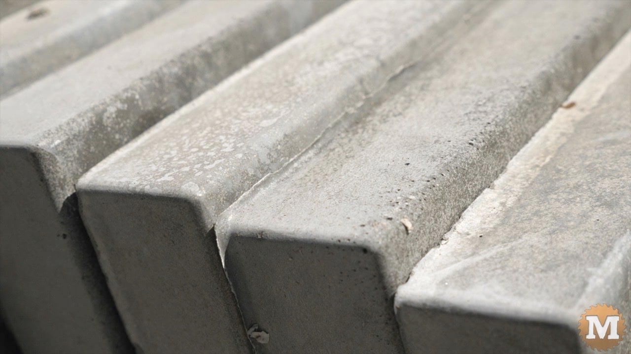 thin concrete garden panel casting lined up