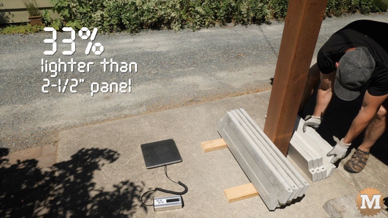 weighing cast concrete panels on a digital scale