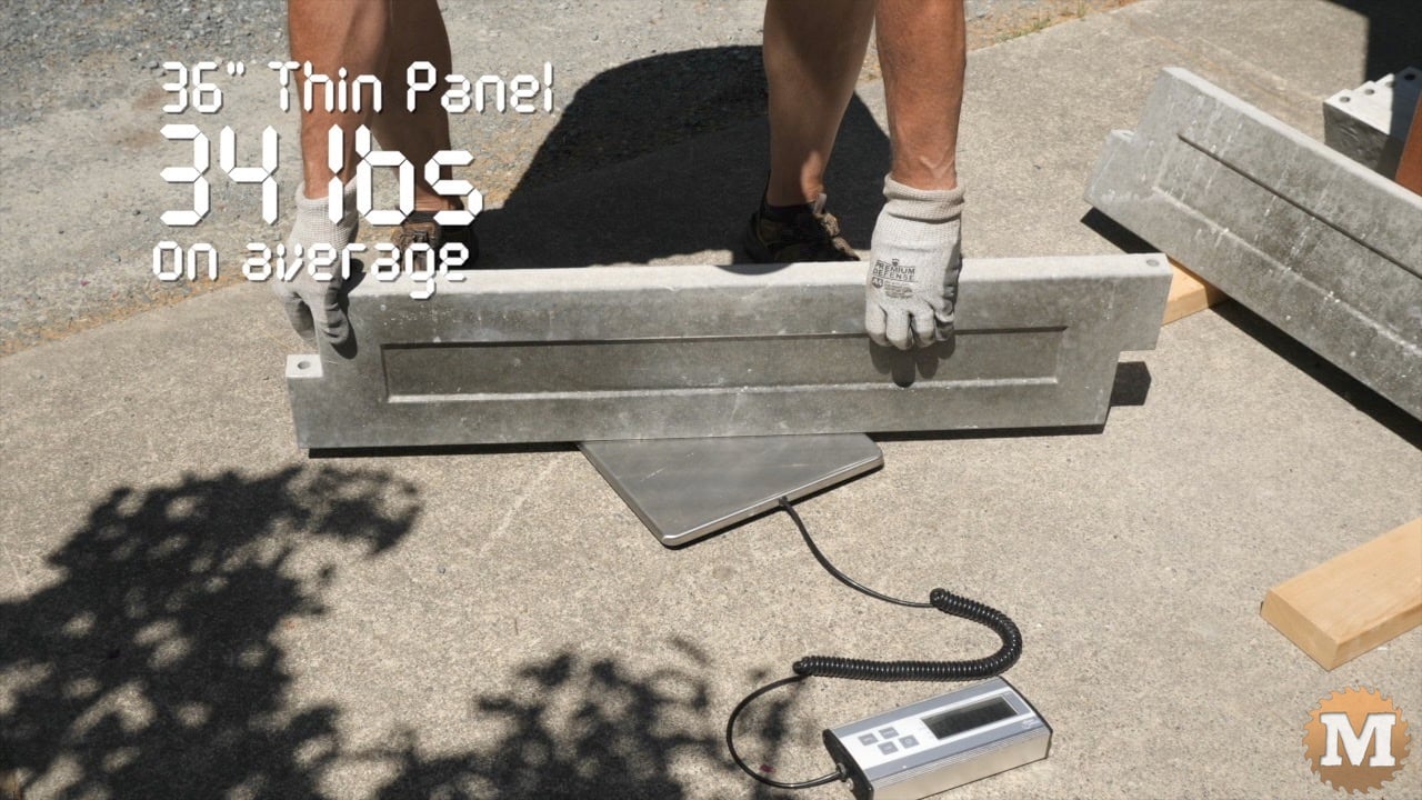 weighing cast concrete panels on a digital scale