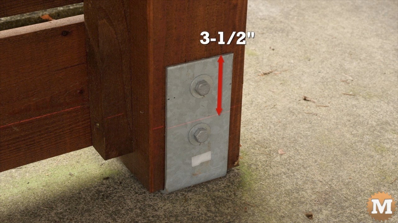 A post saddle on concrete