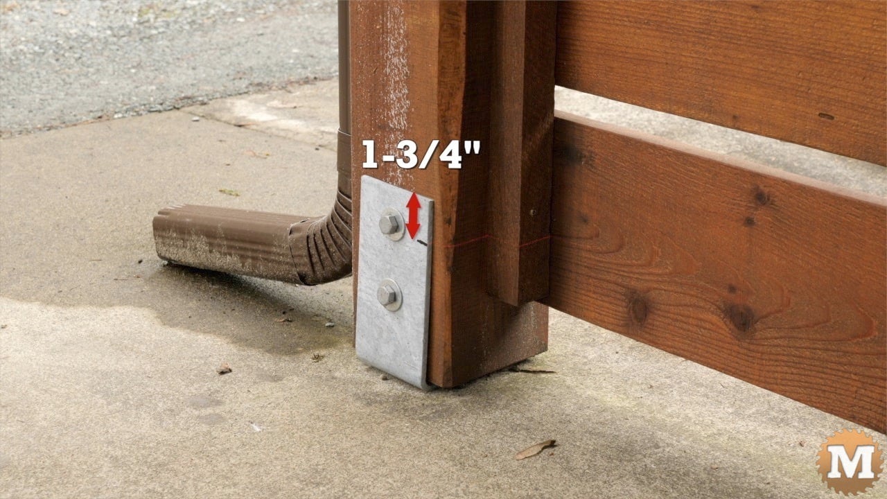 A post saddle on concrete