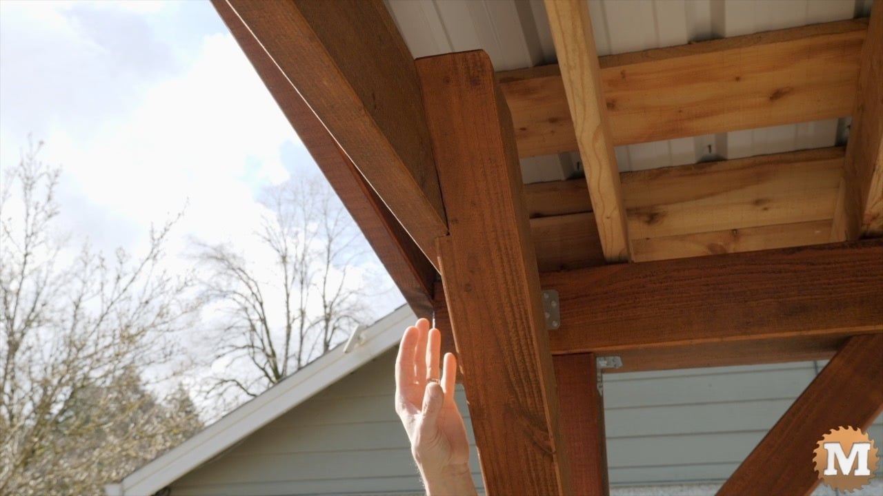 Underside of a wooden pavilion