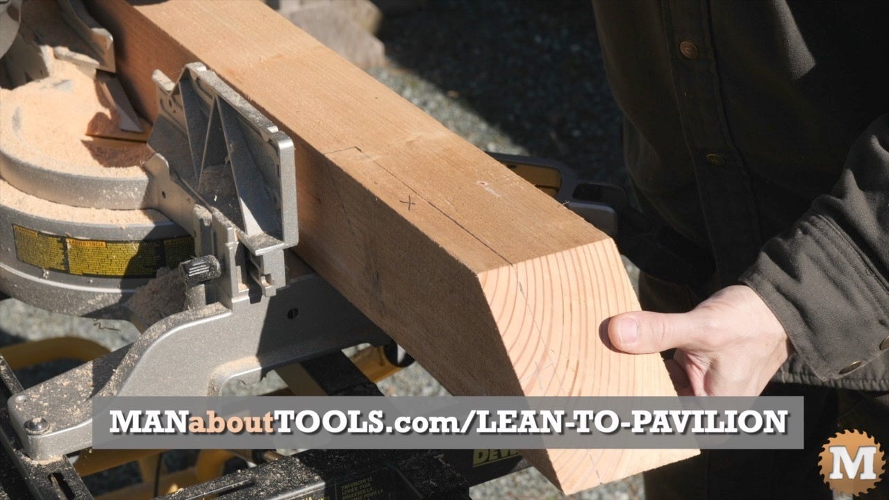 Pencil lines on a wood corner brace