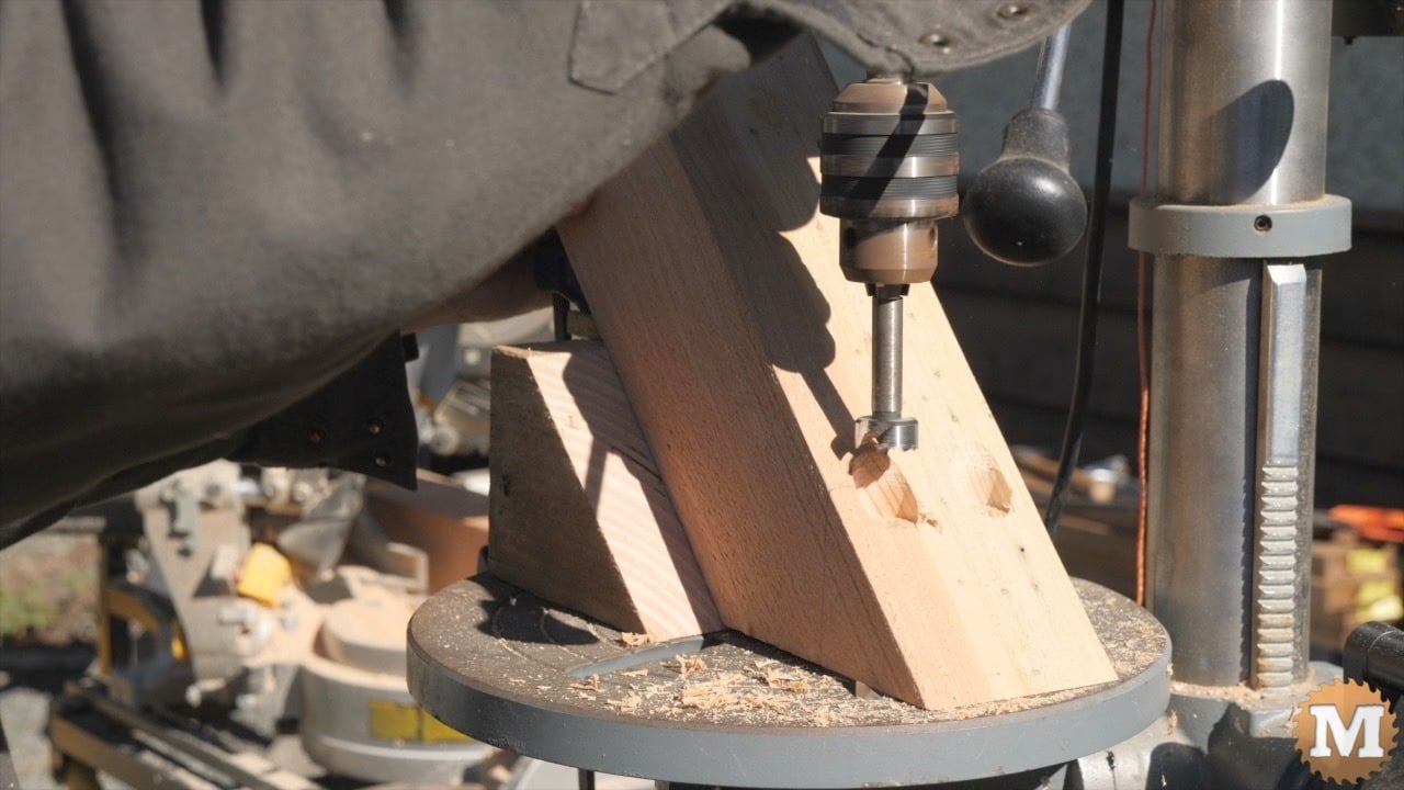 Countersinking holes using a forstner bit on a drill press